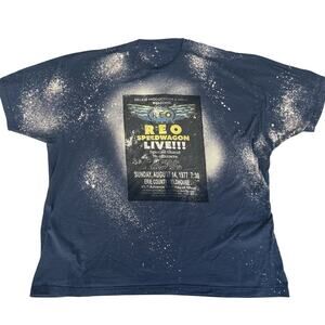 REO Speedwagon ACDC 1977 Concert Flyer T Shirt 3XL Splatter Rock Erie County